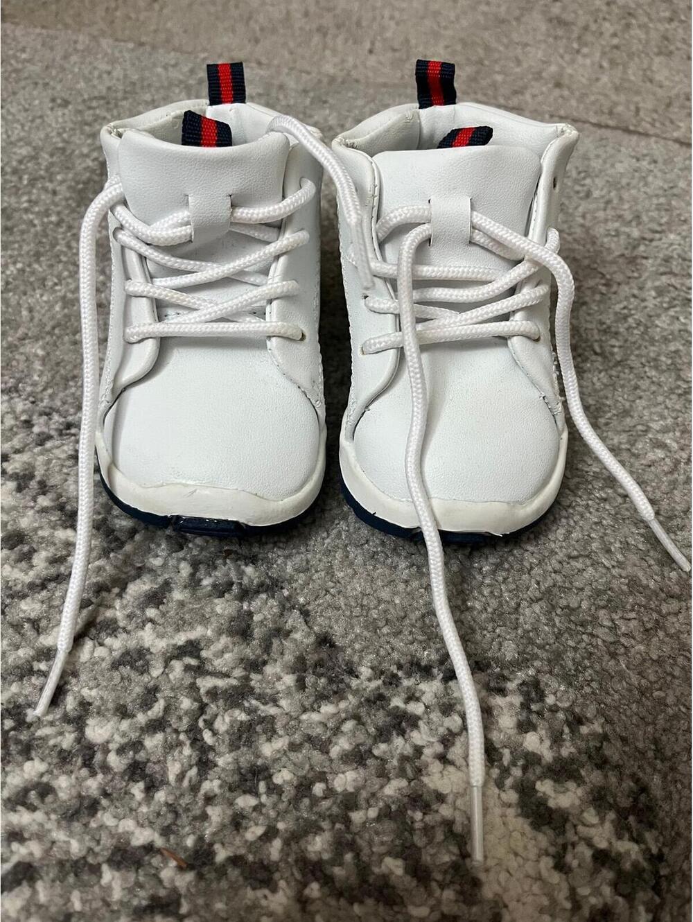 Baby White High Top Sneakers Size 2 (3-6M) Lace Up